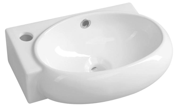 RIBERA umywalka ceramiczna 43x28,5x15 cm, ścienna, otwór na baterię z lewej strony AR498