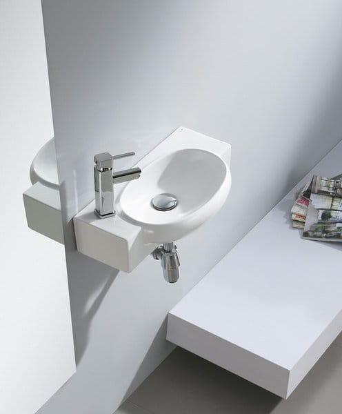 RIBERA umywalka ceramiczna 43x28,5x15 cm, ścienna, otwór na baterię z lewej strony AR498