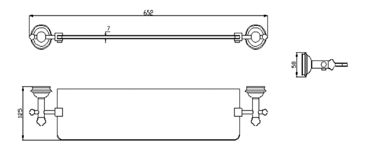 ASTOR Półka szklana 650 mm chrom 1325-15