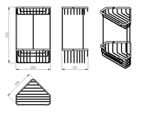 SMART podwójna półka narożna 200x325x151mm 2482