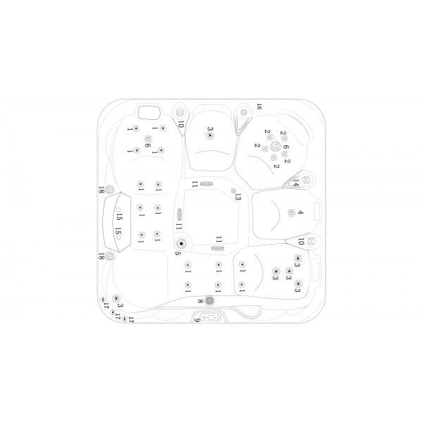 Basen ogrodowy JACUZZI, 5 osobowy - SPA54 schemat dysz