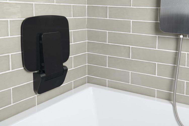 SAAP BLACK Siedzisko prysznicowe 39,2x25x5cm, składane, czarne CW1220B