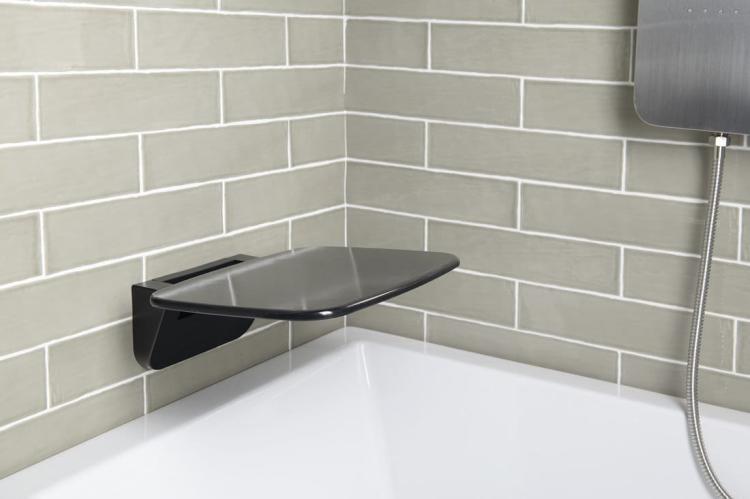 SAAP BLACK Siedzisko prysznicowe 39,2x25x5cm, składane, czarne CW1220B