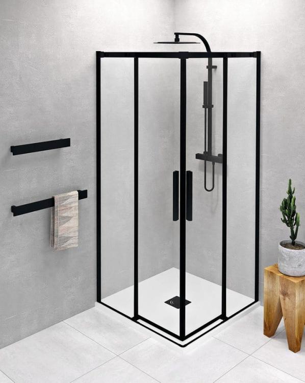 ALTIS BLACK kwadratowa kabina narożna 900x900 mm, wejście z rogu, szkło czyste AL1592BAL1592B