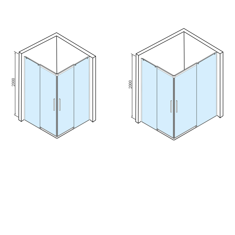 ALTIS BLACK prostokątna kabina prysznicowa 1000x900 mm, wariant L/R, wejście z rogu AL1512BAL1592B