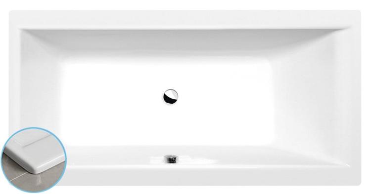 CLEO SLIM wanna prostokątna 160x75x48cm, biała 93611S