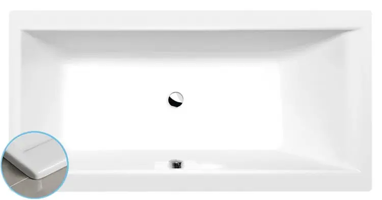 CLEO SLIM wanna prostokątna 180x90x48cm, biała 13111S