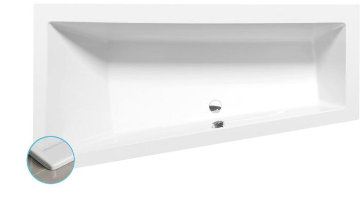 ANDRA L SLIM wanna asymetryczna 180x90x45cm, biała (lewa) 72872S