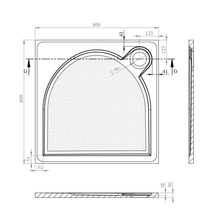 LARCA brodzik kompozytowy 80x80x3cm PL008