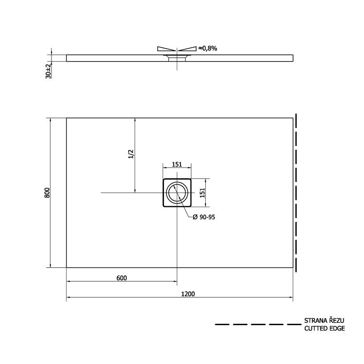 FLEXIA brodzik kompozytowy z możliwością docinania 120x80x3cm 77922