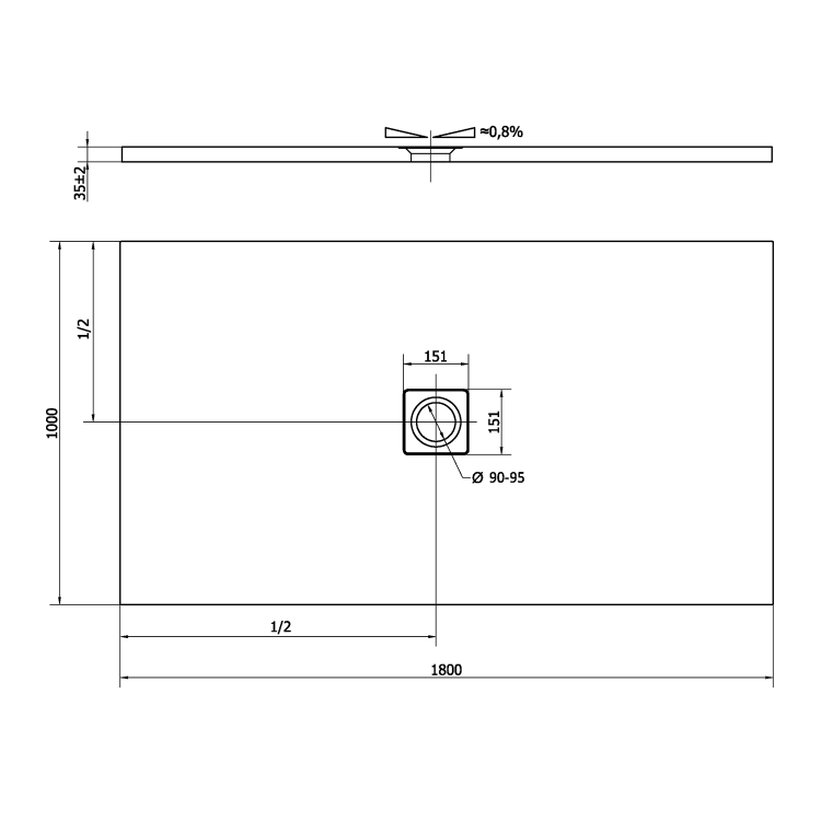 FLEXIA brodzik kompozytowy z możliwością docinania 180x100x3,5cm 72917