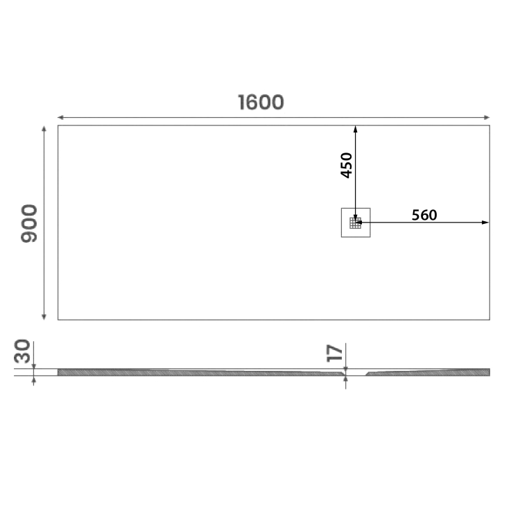 MITIA brodzik prysznicowy kompozytowy 160x90x3 cm, czarny PMC16090