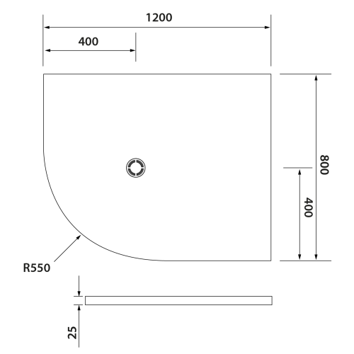 FLEXIA brodzik kompozytowy półokrągły, z możliwością docinania, 120x80x2,5cm, R550, prawa 91291