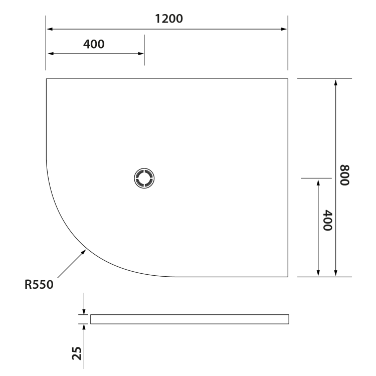 FLEXIA brodzik kompozytowy półokrągły, z możliwością docinania, 120x80x2,5cm, R550, prawa 91291