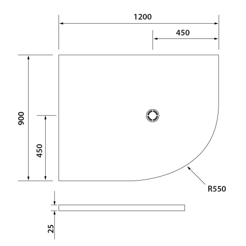 FLEXIA brodzik kompozytowy półokrągły, z możliwością docinania, 120x90x2,5cm, R550, lewa 91371