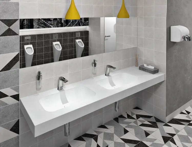 EMICO umywalka podwójna lewa, 220x50 cm, wersja R, Rockstone biały mat EM220-B2L-R