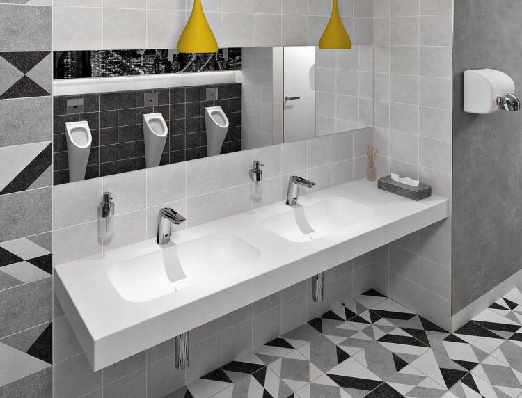 EMICO umywalka podwójna lewa, 240x50 cm, wersja L, Rockstone biały mat EM240-B2L-L