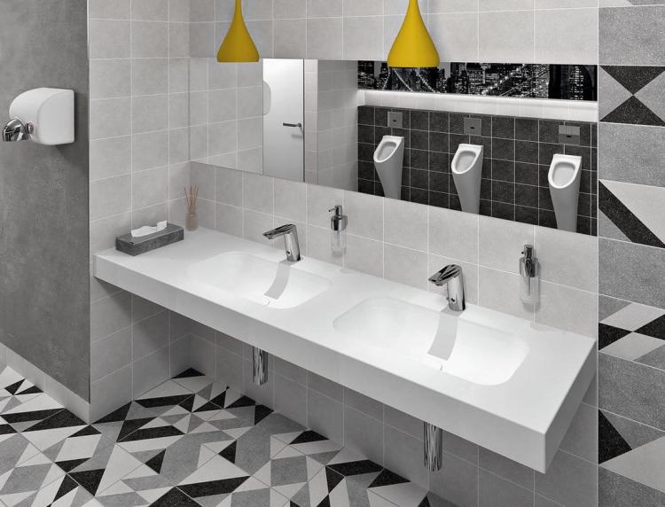 EMICO umywalka podwójna, 180x50 cm, wersja R, Rockstone biały mat EM180-B2M-R
