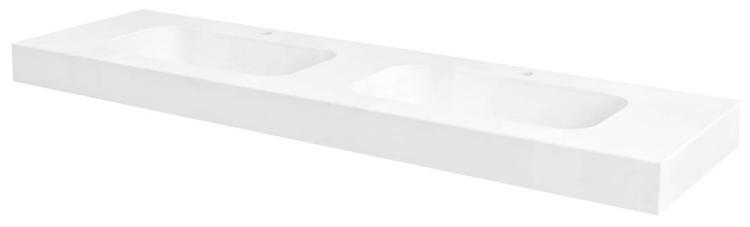 EMICO umywalka podwójna, 210x50 cm, wersja L, Rockstone biały mat EM210-B2M-L