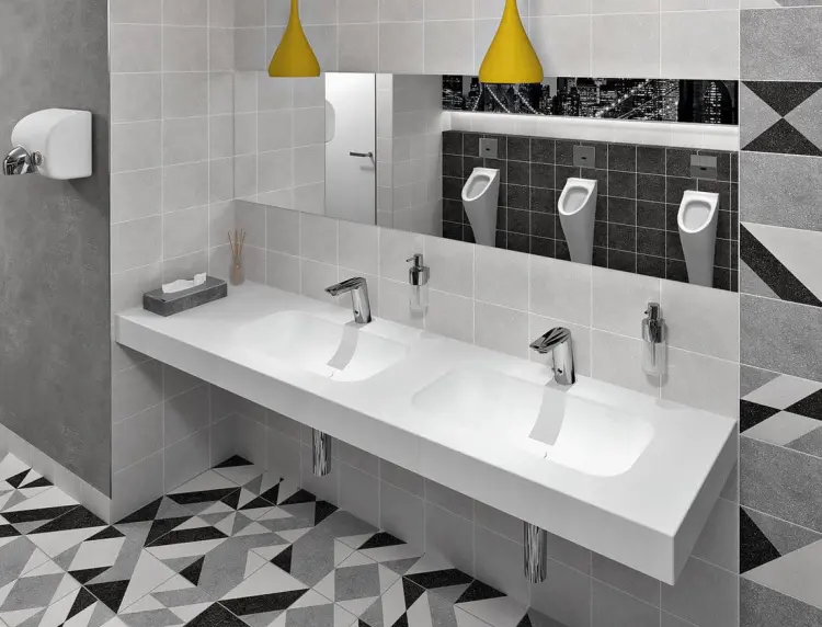 EMICO umywalka podwójna prawa, 230x50 cm, wersja R, Rockstone biały mat EM230-B2R-R