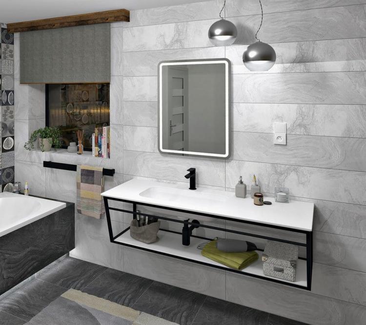 ARUBA umywalka lewa, 170x51,5 cm, Rockstone biały mat AR170-B1L