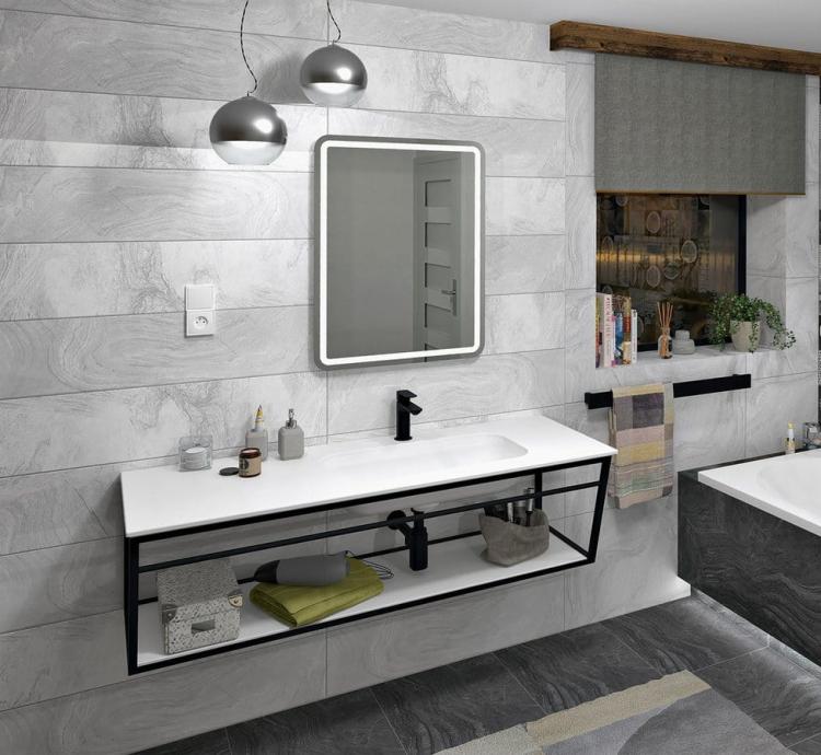 ARUBA umywalka prawa, 200x51,5 cm, Rockstone biały mat AR200-B1R