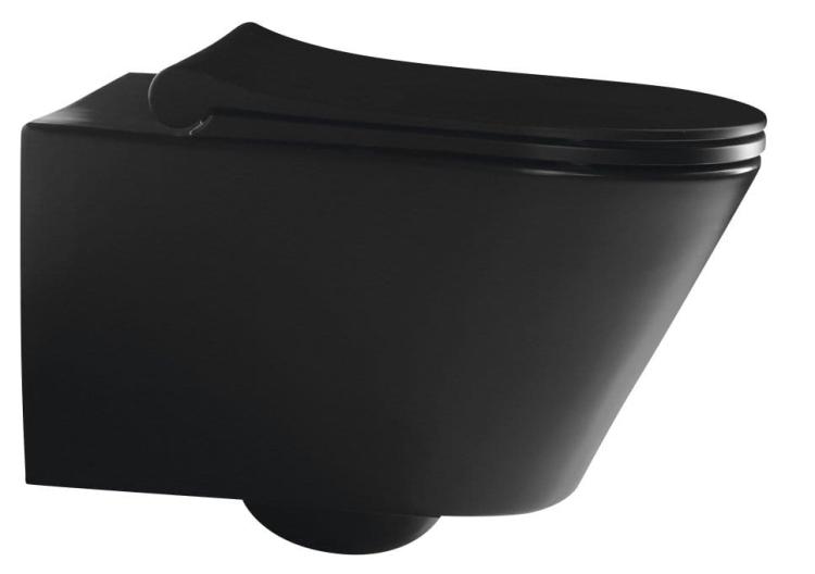 AVVA WC wiszące z funkcją bidetu, Rimless, 35,5x53 cm, czarny mat 100312-110