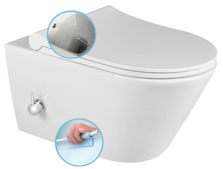 AVVA WC wiszące Rimless, z prysznicem bidetowym i baterią, 35,5x53 cm, biały 100315