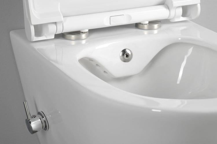 AVVA WC wiszące Rimless, z prysznicem bidetowym i baterią, 35,5x53 cm, biały 100315