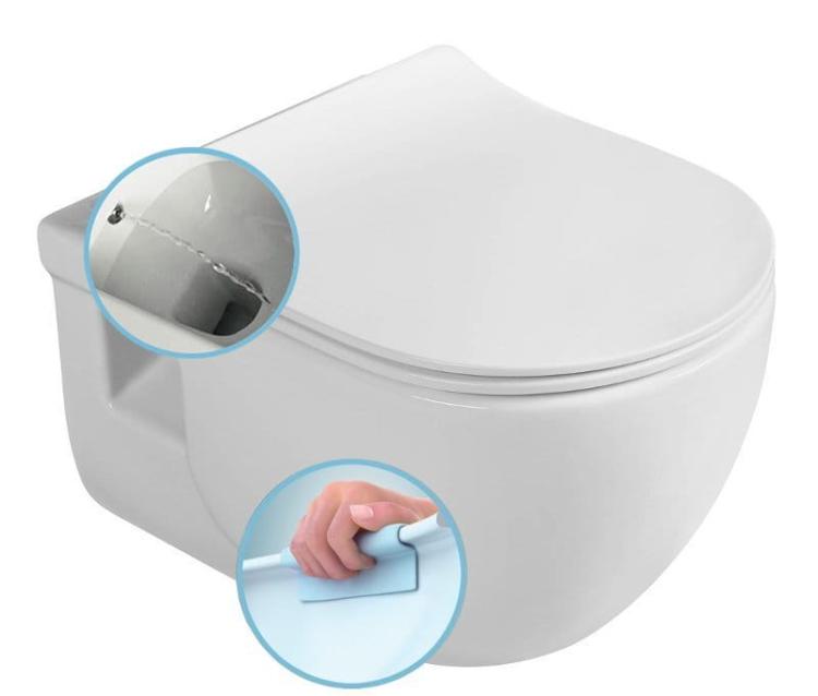 BRILLA WC wiszące z funkcją bidetu, Rimless, 36,5x53 cm, biały 100612