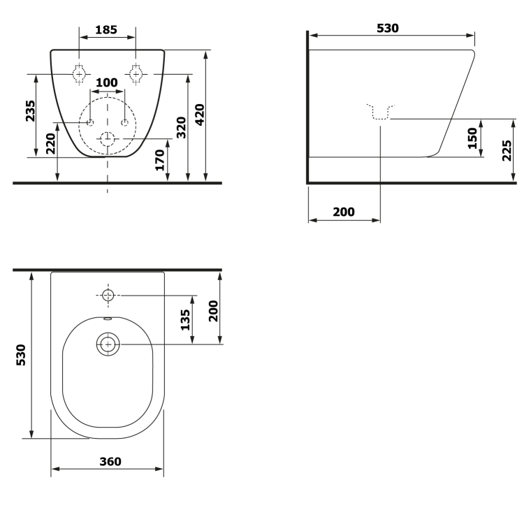 PACO bidet wiszący, 36x52 cm PZ2012