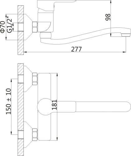 BARON bateria kuchenna ścienna, rozstaw 150mm, chrom 612.015.1