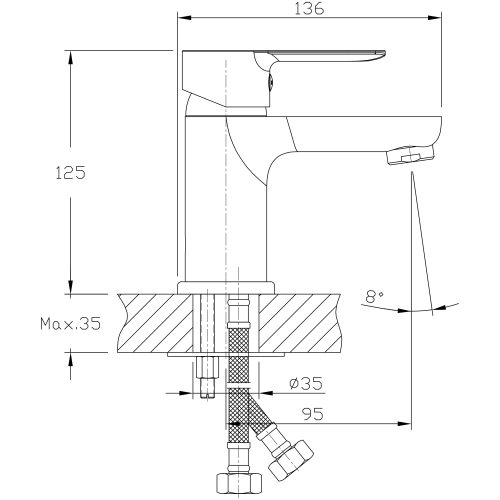 BARON bateria umywalkowa bez odpływu, chrom 612.002.1