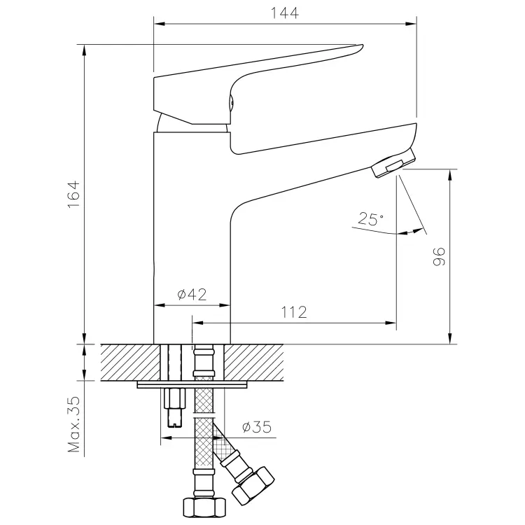 SCHMITZ bateria umywalkowa bez odpływu, chrom 863.002.1