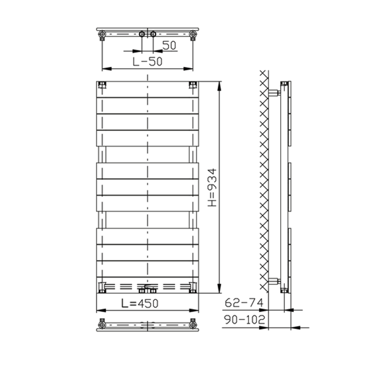 BONDI grzejnik łazienkowy 450x934mm, biały DC400T