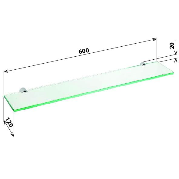 ALFA Półka szklana 60 cm 102402242, wymiary