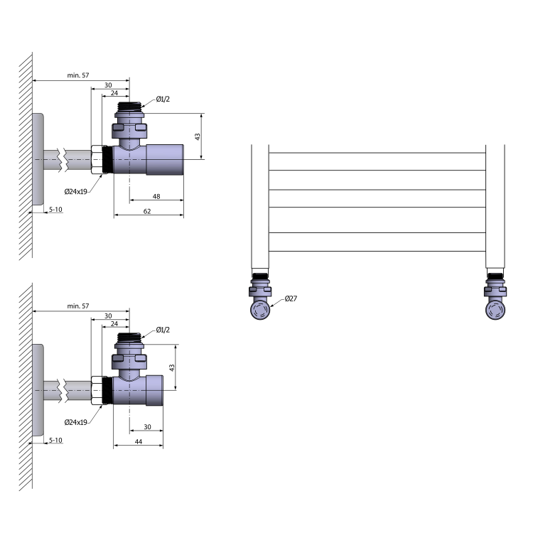 COMPACT BLACK zestaw przyłączeniowy, czarny mat CP5115BS