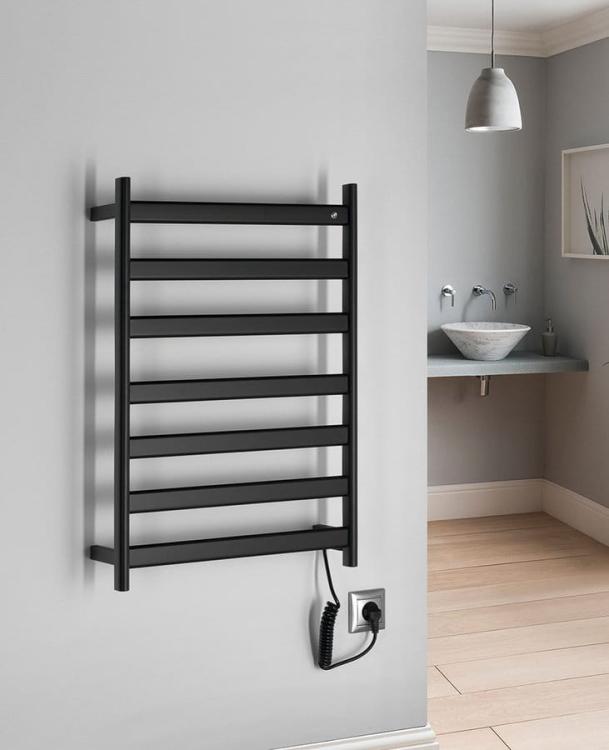 ELIAS elektryczna suszarka na ręczniki 490x730x110mm, 105W, czarny mat EB550