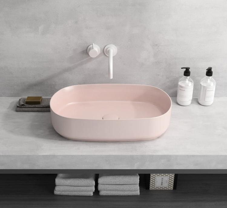 INFINITY OVAL umywalka ceramiczna nablatowa 55x36 cm, Salmon 10NF65055-2S