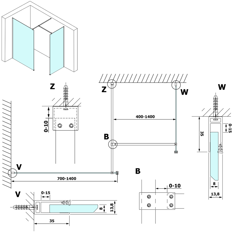 VARIO szkło dymione 1300x2000 mm GX1313