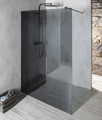 VARIO BLACK jednoczęściowa kabina prysznicowa Walk-In, montaż przy ścianie, szkło dymione, 900 mm GX1390GX1014