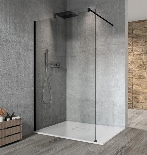 VARIO BLACK jednoczęściowa kabina prysznicowa Walk-In, montaż przy ścianie, szkło czyste, 1100 mm GX1211GX1014