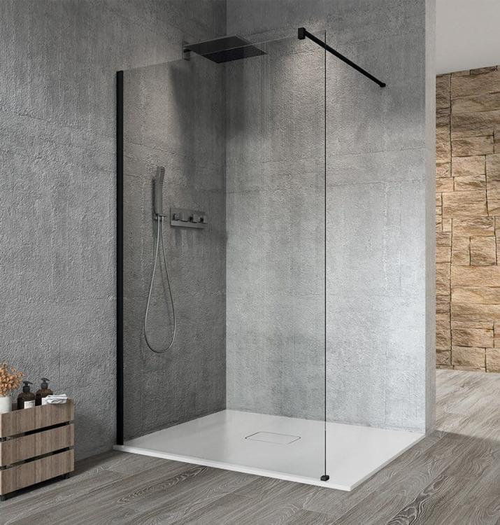 VARIO BLACK jednoczęściowa kabina prysznicowa Walk-In, montaż przy ścianie, szkło czyste, 1400 mm GX1214GX1014
