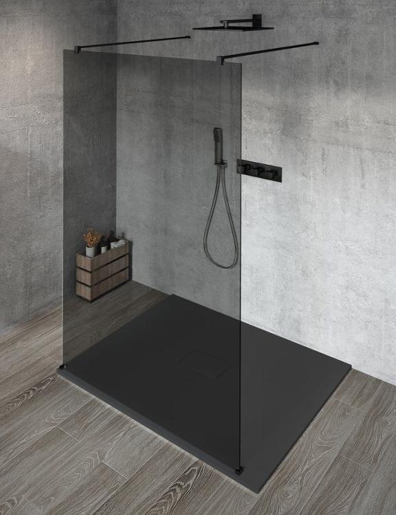 VARIO BLACK jednoczęściowa kabina prysznicowa Walk-In, szkło dymione, 800 mm GX1380GX2214