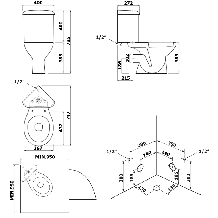 CLIFTON kompakt WC narożny, mechanizm spłukujący 3/6l, odpływ poziomy, biały FS1PK