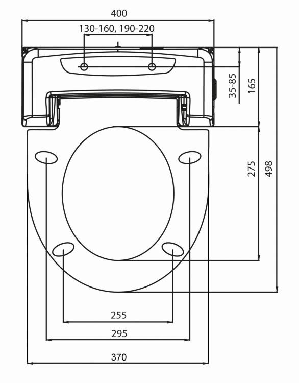 Deska WC wolnoopadająca z funkcją bidetu sterowana elektronicznie NB-R770D wymiary