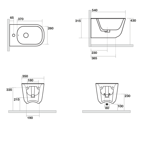 TRIBECA bidet wiszący 35x31,5x54cm 512501