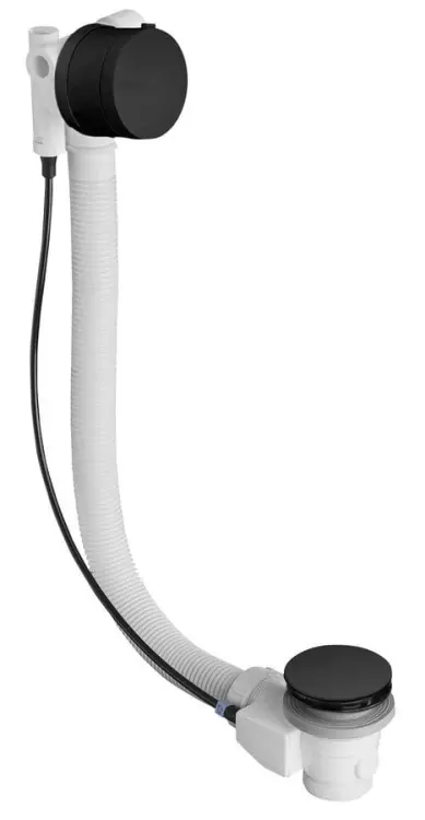 Syfon automatyczny do wanny z napełnianiem, długość 975 mm, korek automatyczny 72 mm, czarny mat 71686B