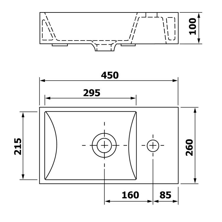 MINOS Umywalka ceramiczna 45x26 cm, prawa 4057 rys