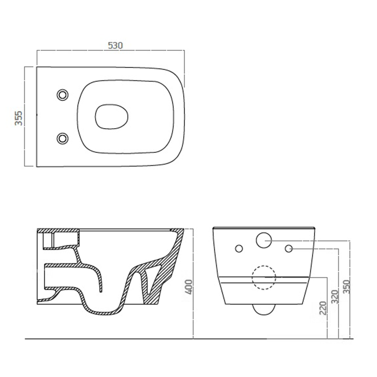 BELLO WC wiszące, Rimless, 35,5x53 cm, biały 100214